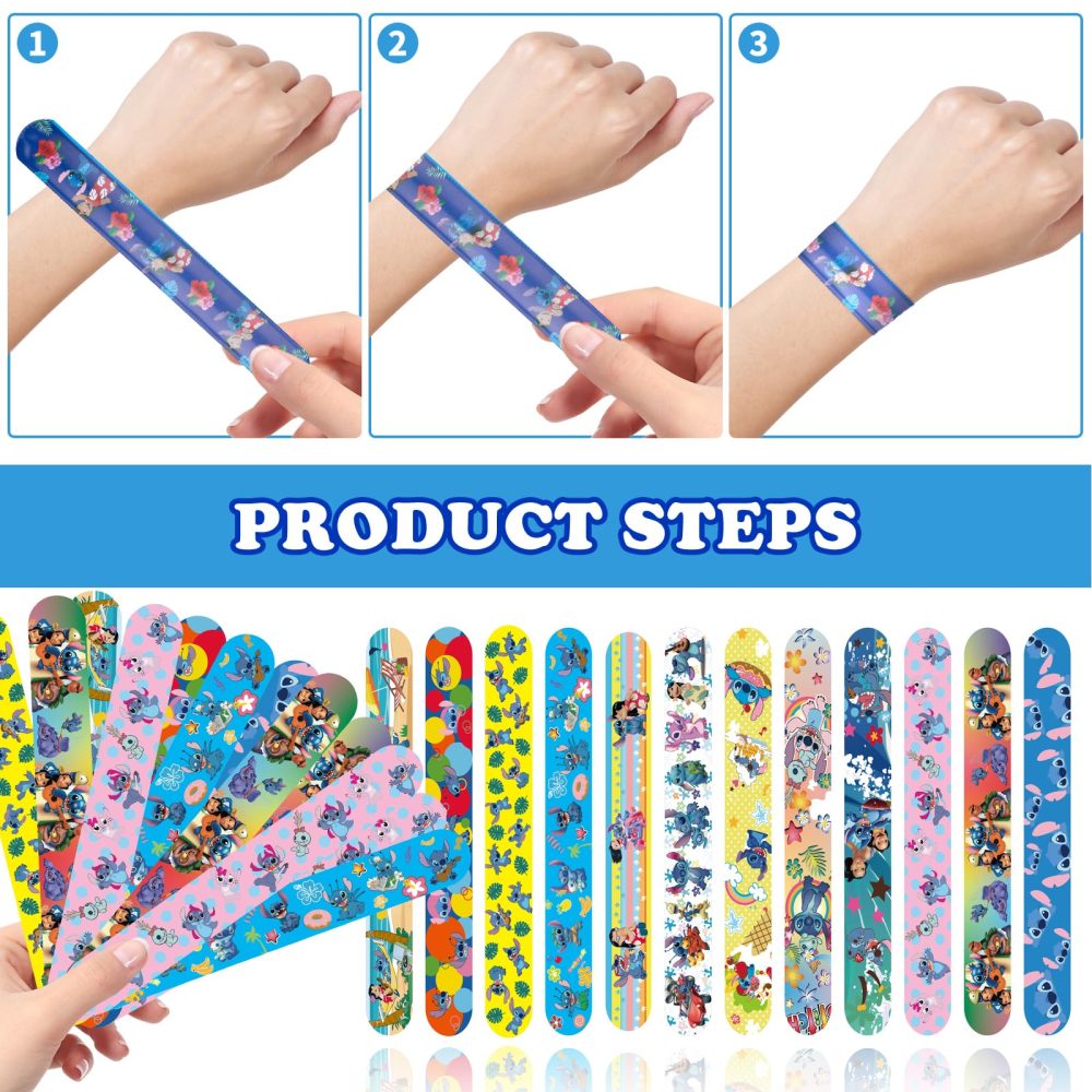 SupaWeiss 82pcs Stichs Party Bag Fillers,Kids Party Bag Fillers with 50pcs Stickers,12pcs Slap Bands,10pcs Keychains,10pcs S-tichs Bags,Party Bags Fillers for Kids Unisex - Image 5