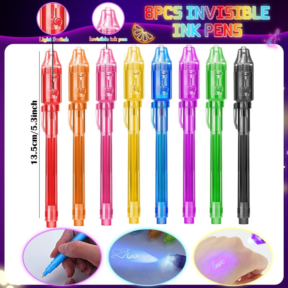 Video Game Party Bag Fillers for Kids Gaming Party Bags Notebooks Invisible Ink Pen Stamp Silicone Bracelet Keychains Luminous Stickers Party Favours Kids Neon Birthday Party Supplies Pinata Boys - Image 6
