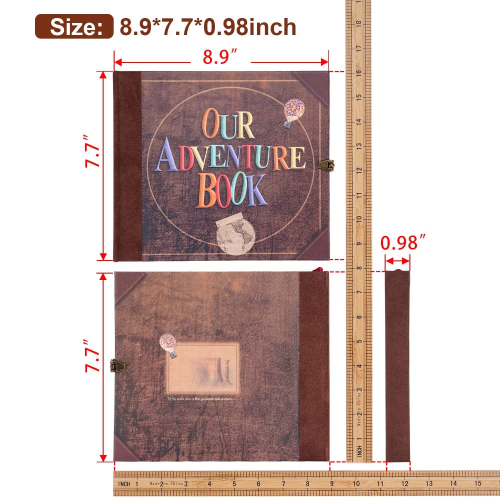 Our Adventure Book Scrapbook Photo Album, 146 Pages 8.9 * 7.7 Inch Retro Style Embossed Letter Cover Travel Journal Scrap Book Kit For Couples,Memory Book For Anniversary Wedding,Valentine's Day Gifts - Image 9