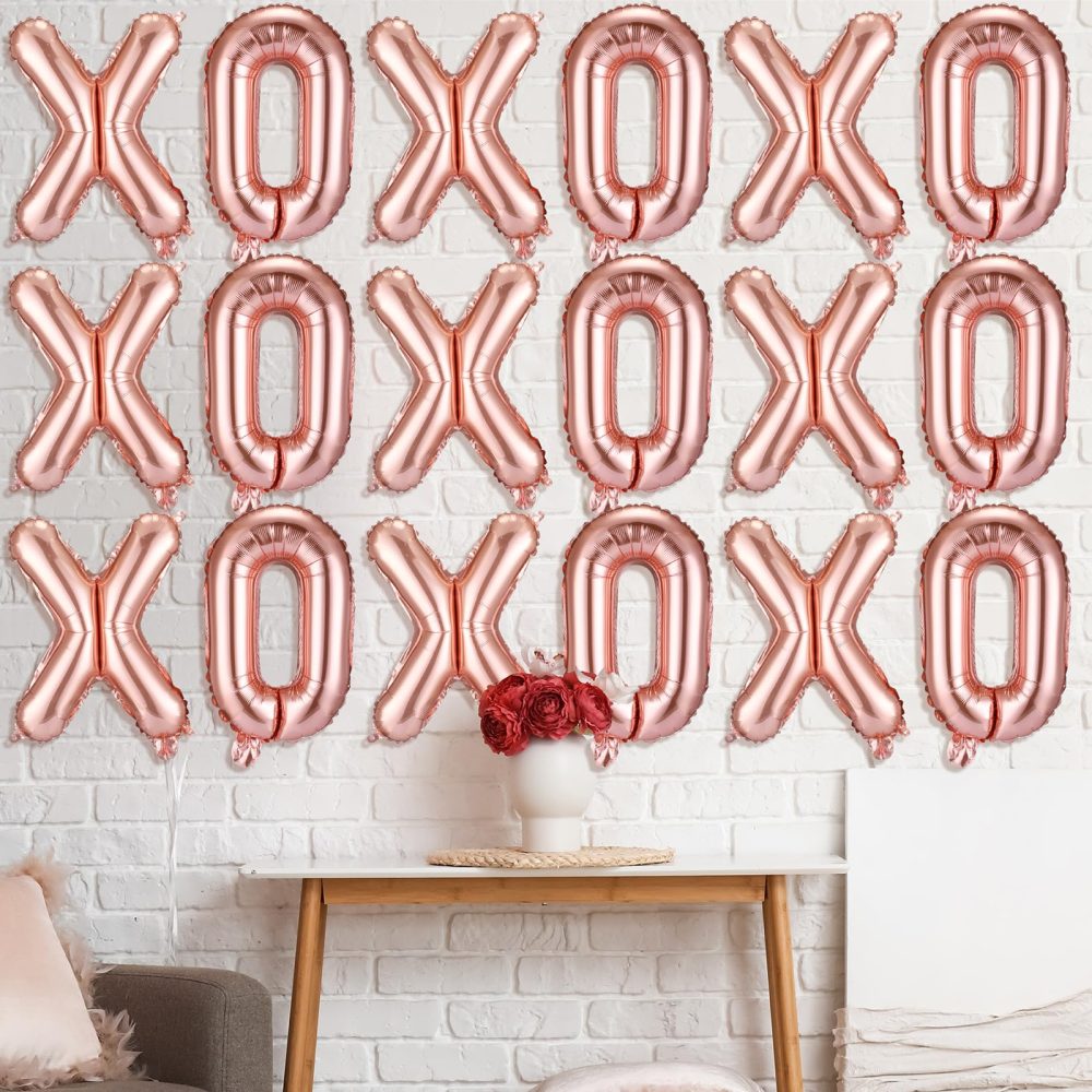 Simgoing 32 Pcs Valentines Day 16 Inches XOXO Balloons XOXO Letter Foil Balloons Banner Valentines Day Decorations for Wedding Bachelorette Party Supply(Rose Gold) - Image 5