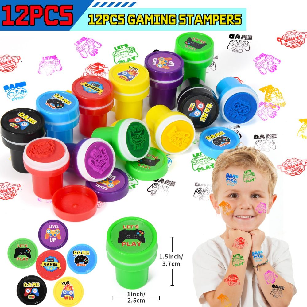 vamei 60PCS Gaming Party Bag Fillers with Miner Party Bags Keychain Silicone Bracelet Tattoo Stamp Stickers Miner Party Favours Gaming Party Supplies Pinata Goodie Bag Fillers for Kids Boys - Image 4