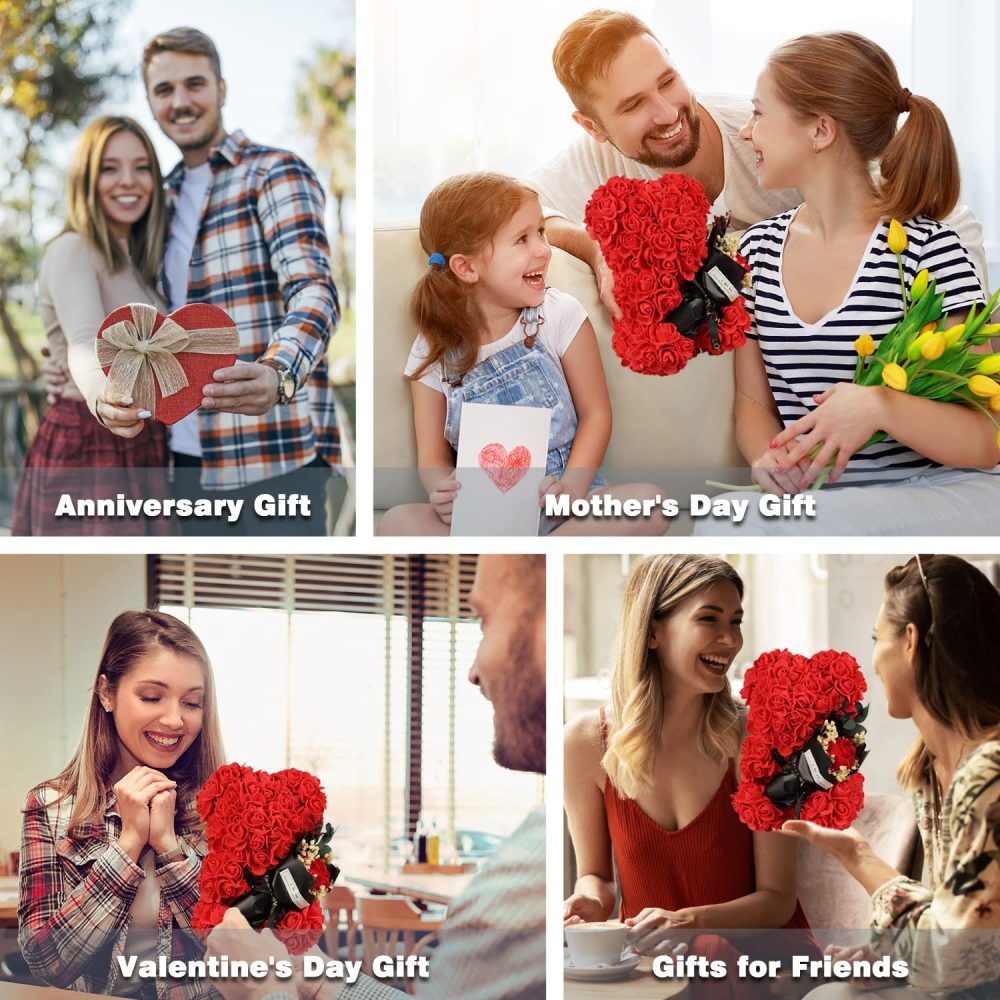 POHOMEGK Valentines Gifts Rose Bear Gifts for her Rose Flower Bear Teddy Bear with Box I Love You Necklace 100 Languages Birthday Gifts Valentines Day Gifts for Women Graduation Gifts - Image 3