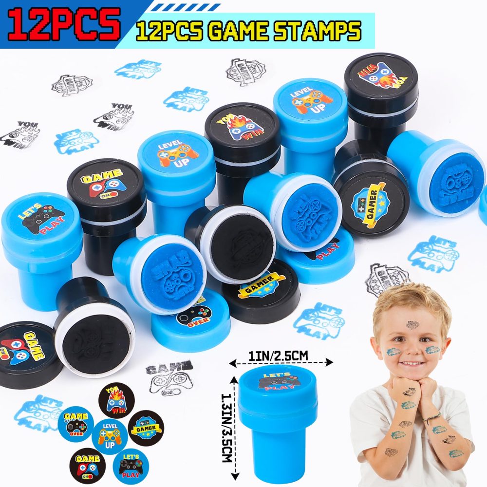 Gaming Party Bag Fillers Video Game Party Favours Black Party Bags Keychain Luminous Tattoo Sticker Silicone Bracelet Stamps Gamer Birthday Party Supplies Pinata Goodie Bag Fillers for Kids Boys - Image 6