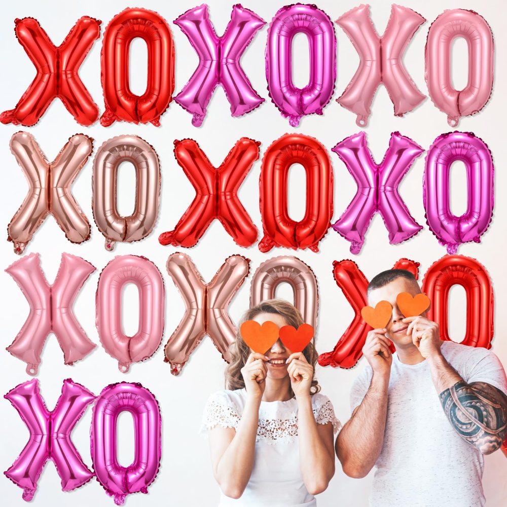 Simgoing 32 Pcs Valentine's Day 16 Inch Xoxo Balloons Valentine Letters Balloons Galentines Day Decorations for Valentine Party Wedding Bridal Showers (Red, Pink, Rose Gold, Rose Red) - Image 5