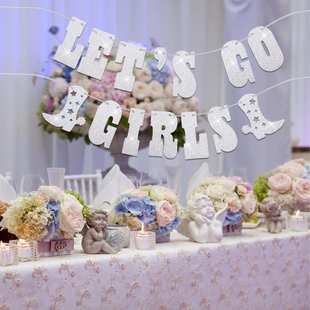 Ouligay Let's Go Girls Banner Nashville Bachelorette Party Decorations Cowgirl Hanging Decorations Cowgirl Birthday Party Supplies for Western Cowgirl Birthday Party - Image 4