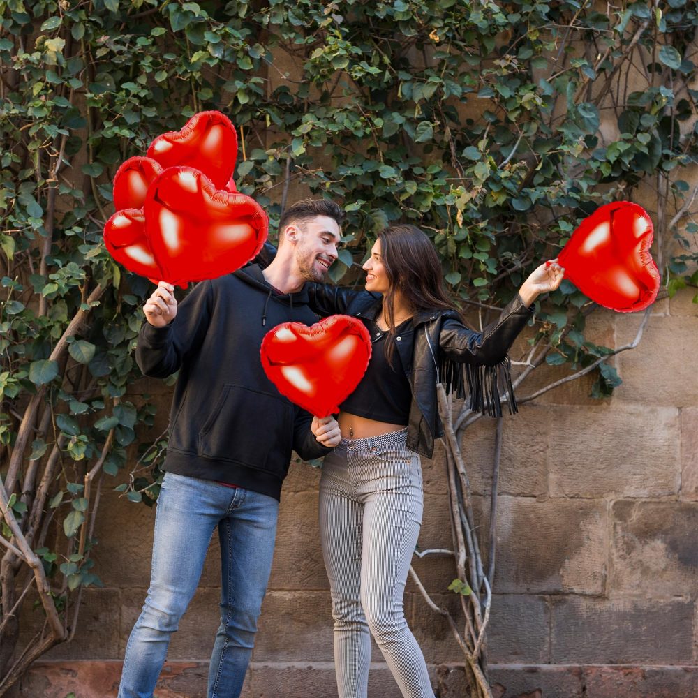 Red Heart Balloons- 30Pcs 18inch and 10pcs 10inch Foil Heart Balloon, Valentine Day Balloons, Room Decorations Kit Party Props Decor Love Balloons Red Valentines Day Heart Balloons - Image 3