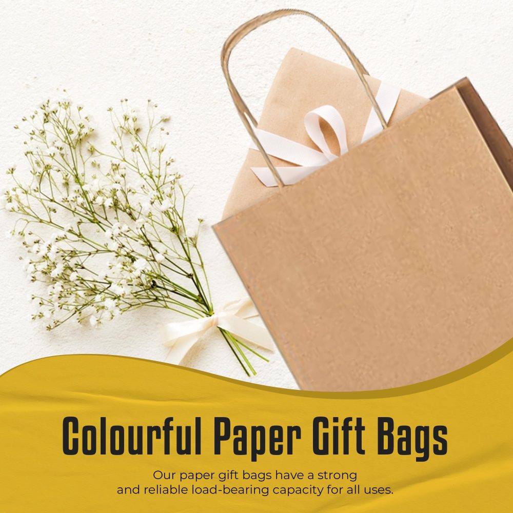 Thepaperbagstore 10 Small Brown Paper Party Bags With Handles - Colourful Paper Gift Bags for Kids and Adults Parties, Birthdays, Weddings, Baby Showers, Hen Parties and Sweets 18x22x8cm - Image 3