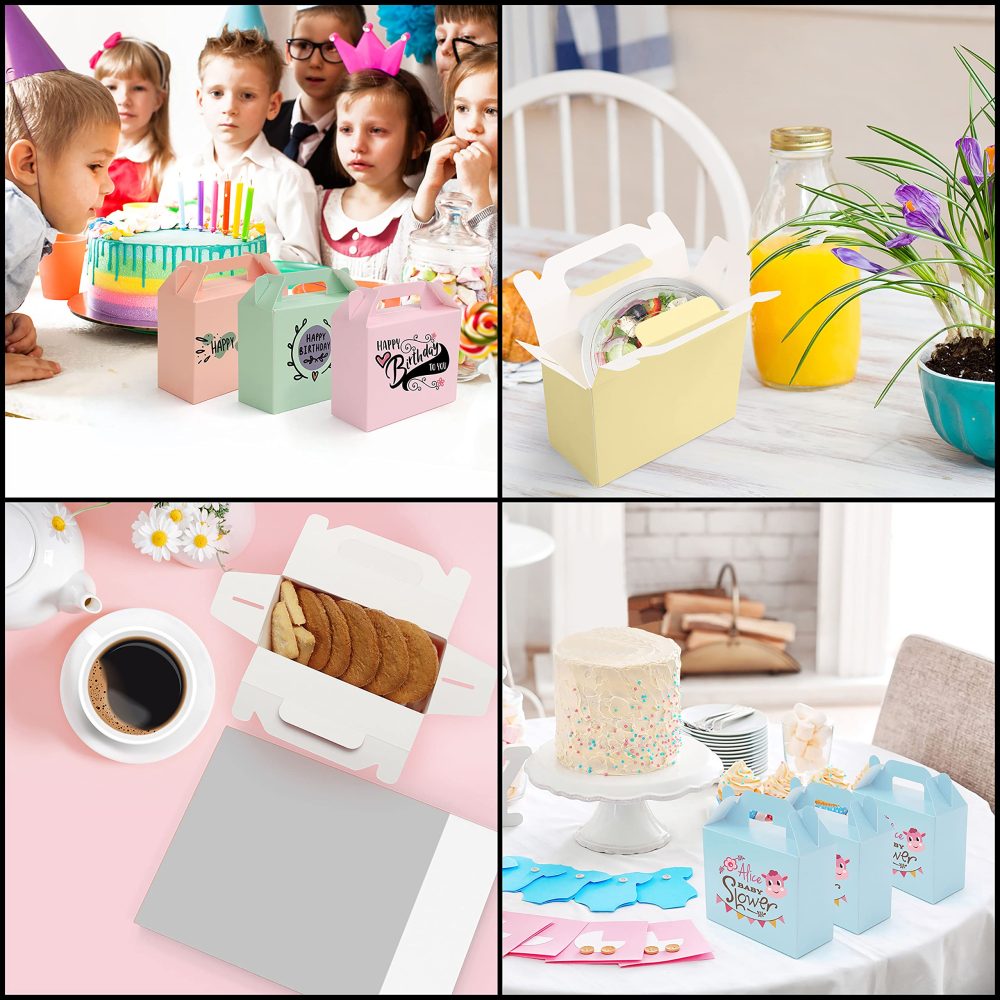Belle Vous 24 Pack Party Treat Favour Gift Boxes - 14 x 6 x 11cm / 5.51 x 2.36 x 4.33 inches- Plain Loot Goodie Gable Bags for Kids Birthdays, Food, Baby Shower & Weddings (Pastel) - Image 4