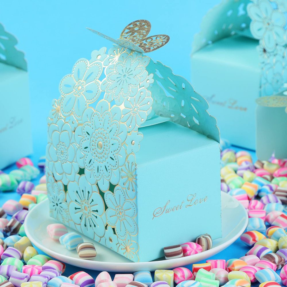 TsunNee 30PCS Larger Lovely Little Gift Wrapping Boxes, Hollow Flower Butterfly Pattern Wedding Party Favour Box Paper Candy Box, Pretty Give Away Box for Baby Shower Christening - Image 8