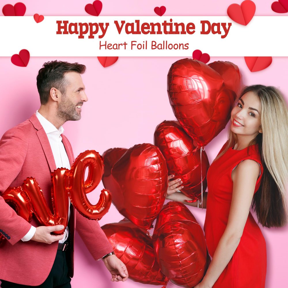 Red Heart Balloons- 30Pcs 18inch and 10pcs 10inch Foil Heart Balloon, Valentine Day Balloons, Room Decorations Kit Party Props Decor Love Balloons Red Valentines Day Heart Balloons - Image 6
