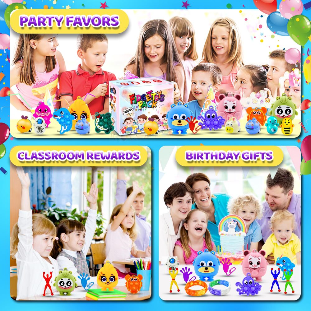 108Pcs Fidget Toys Pack Party Favors Gifts for Kids Adults Autism Sensory Toy Carnival Classroom Rewards Prizes Goodie Bag Stuffers Loot Bags Filler Toys for Valentines - Image 4
