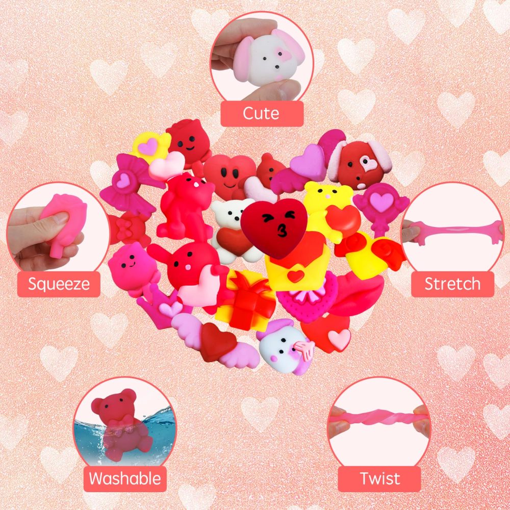 Amyang 24Pcs Valentines Day Mochi Squishy Toys Squishies for Kids School Class Classroom Valentines Day Cards Gifts Prizes Party Favors - Image 6