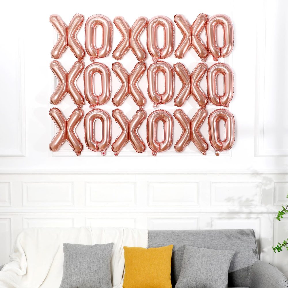 Simgoing 32 Pcs Valentines Day 16 Inches XOXO Balloons XOXO Letter Foil Balloons Banner Valentines Day Decorations for Wedding Bachelorette Party Supply(Rose Gold) - Image 6