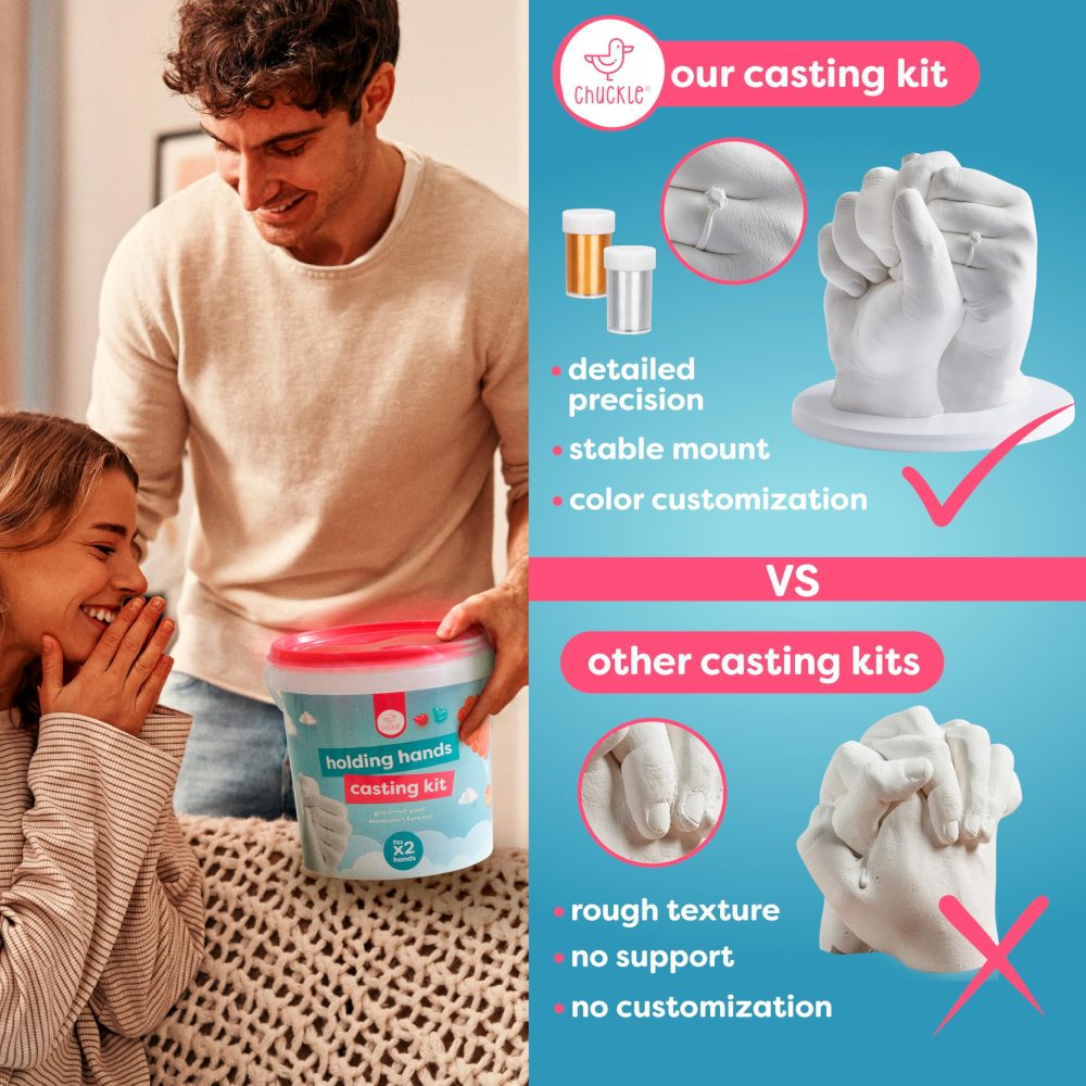Chuckle - Holding Hand Casting Kit Couples, Hand Mold Kit with Sculpture Base & Paints, Couples Gifts for Him and Gifts for Her, Wedding, Anniversary, Gift for Wife Husband Girlfriend Boyfriend - Image 8