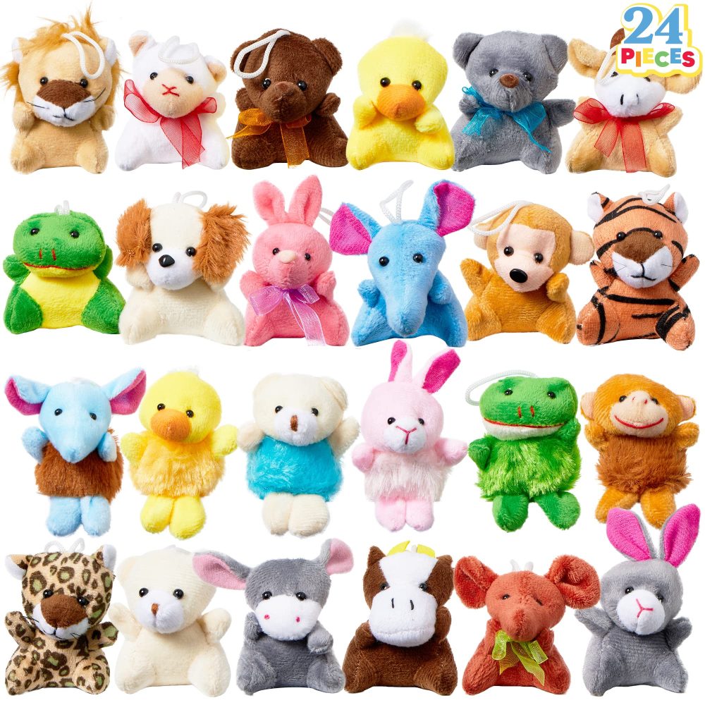 JOYIN 24 Pcs Mini Animal Plush Toys, 2.5-3”(6.4-7.6cm) Stuffed Animal Bulk for Kids, Easter Egg Filler Party Bag Fillers for Kids, Pinata Fillers, School Prizes, Christmas Stocking Fillers Kids