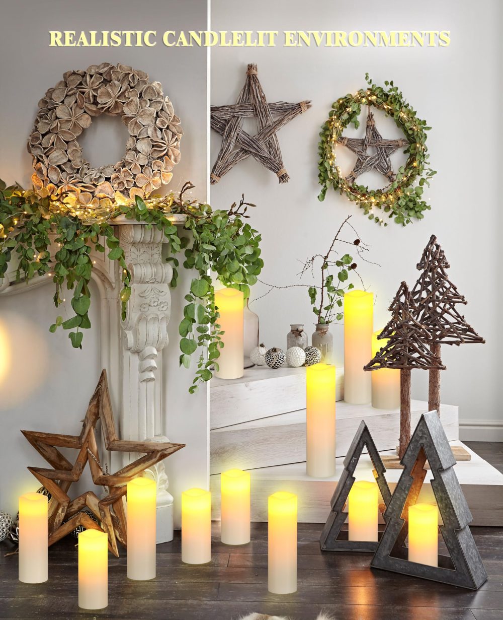 LED flameless Candles, Fireplace Decorations, Battery Candles, 12 Ivory Wax Candles, with Remote Timer (Without Batteries). - Image 7