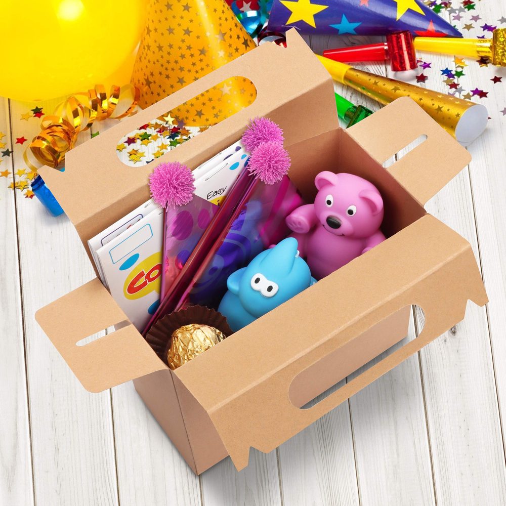 Belle Vous Brown Kraft Party Treat Favour Gift Boxes with Tags (20 Pack) - 16 x 14.7 x 6.5cm/6.29 x 5.78 x 2.55 Inches - Plain Loot Goodie Gable Bags for Kids Birthdays, Food, Baby Shower & Weddings - Image 4