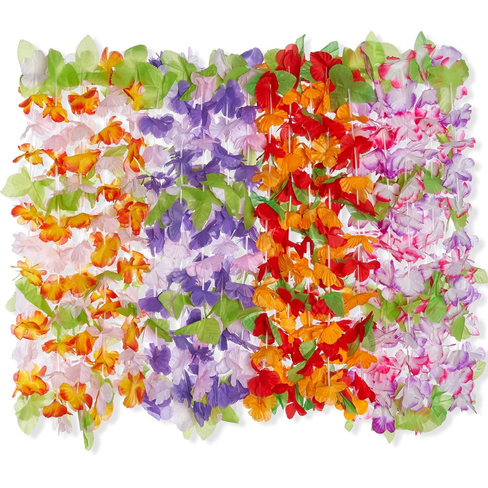 THE TWIDDLERS - 40 Hawaiian Flower Garlands Lei Necklaces - Hula Tropical-Themed Party Accessories Decorations for Kids and Adults