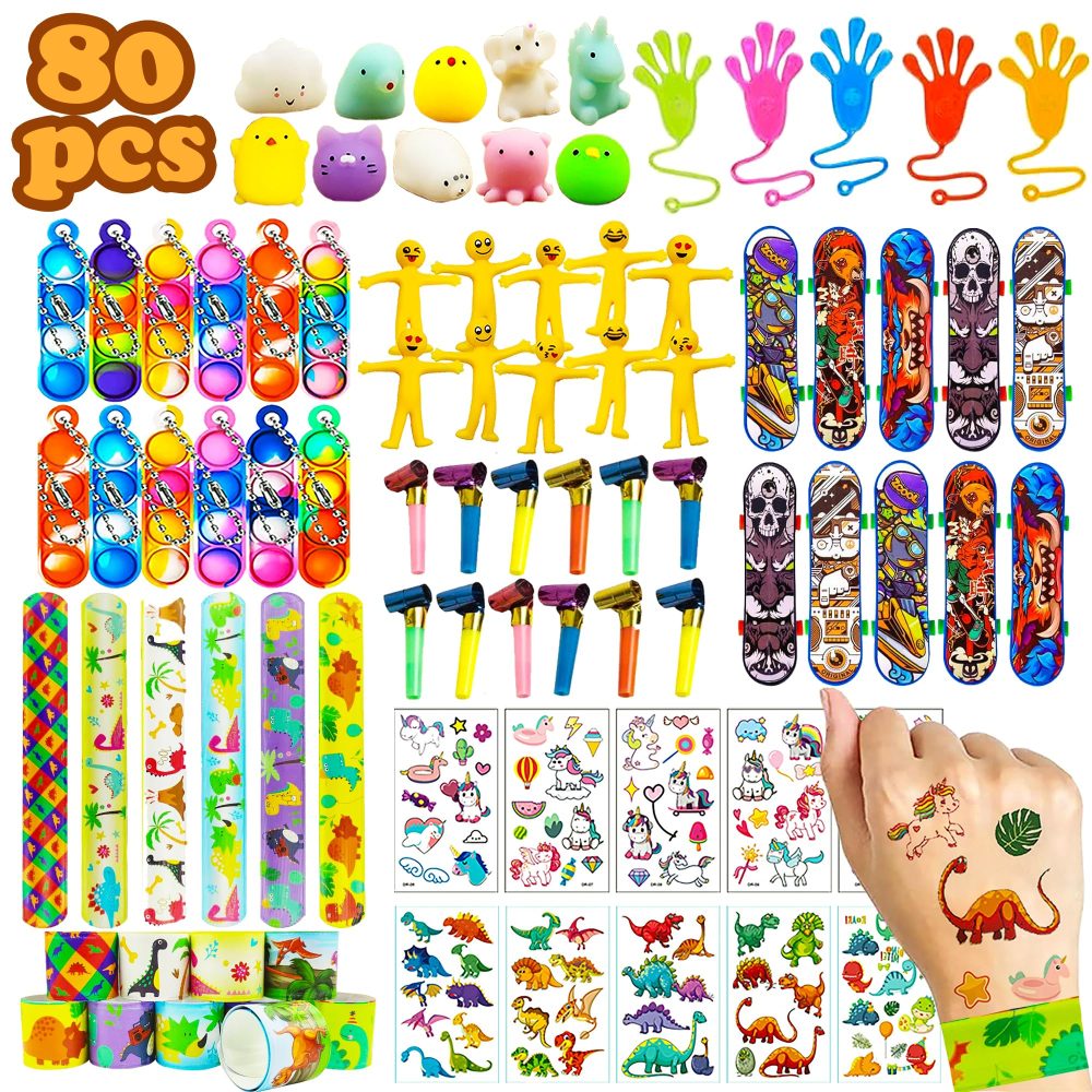 Wleozys 80pcs party bag fillers for kids ,Party Fillers for Kids Parties,Prize Box Toys Assortment Toys Classroom Prizes Rewards,Goodie Loot Bag Fillers,Toy Bulk Party Bag Fillers for Kids