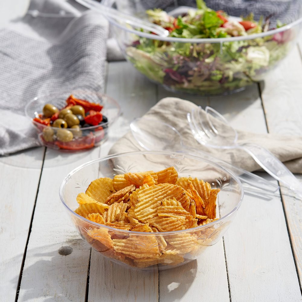 MATANA 5 Clear Hard Plastic Serving Bowls, 1500ml - Sturdy & Reusable - Ideal for Salad, Snacks & Crisps - Parties, Picnic, Birthdays, BBQ & More - Image 7