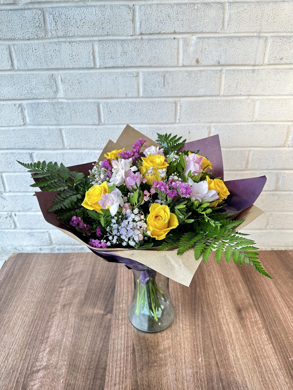 Astonishing Fresh Cut Flowers Bouquet Yellow Roses Pink Alstroemeria Elegant Mixed Blooms Delivered Tomorrow Thoughtful floral Birthday, Anniversary, Mother's Day Arrangement gift, Seasonal Delivery - Image 3