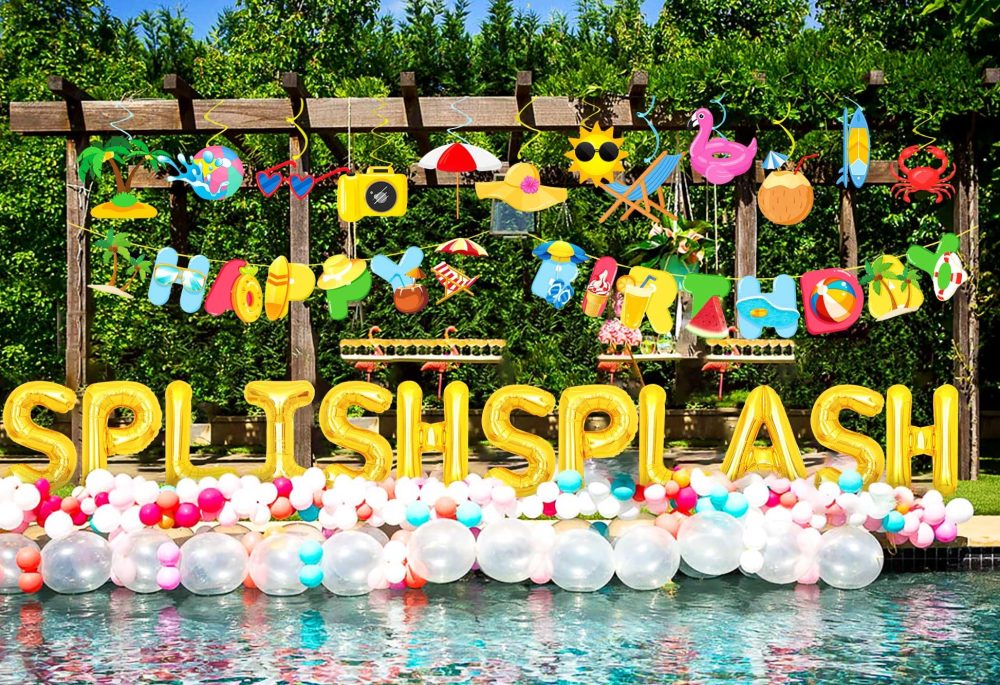 JeVenis Pool Party Balloons Tropical Hawaiian Luau Splish Splash Balloon Garland Pool Party Balloons Beach Party Decorations For Kids - Image 5
