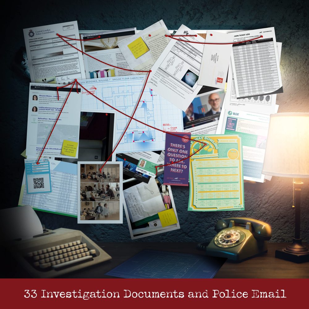 Cryptic Killers Unsolved murder mystery game - Police Case Files Investigation Detective Evidence & Crime File - individuals, date nights & party games- Murder at MediLuck Medicines - Image 5