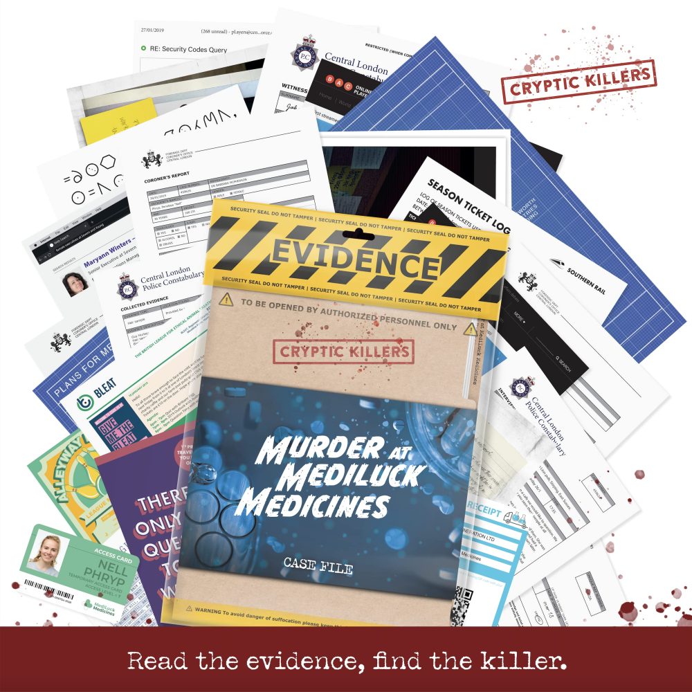 Cryptic Killers Unsolved murder mystery game - Police Case Files Investigation Detective Evidence & Crime File - individuals, date nights & party games- Murder at MediLuck Medicines - Image 2