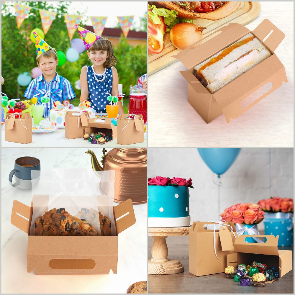 Belle Vous Brown Kraft Party Treat Favour Gift Boxes with Tags (20 Pack) - 16 x 14.7 x 6.5cm/6.29 x 5.78 x 2.55 Inches - Plain Loot Goodie Gable Bags for Kids Birthdays, Food, Baby Shower & Weddings - Image 3