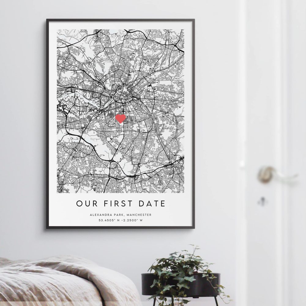 Our First Date Map Print - Romantic Anniversary Gift For Him or Her - Personalised & Unique Valentine's Day Gift - Image 3