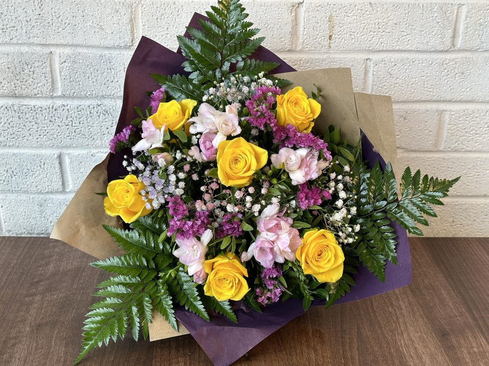Astonishing Fresh Cut Flowers Bouquet Yellow Roses Pink Alstroemeria Elegant Mixed Blooms Delivered Tomorrow Thoughtful floral Birthday, Anniversary, Mother's Day Arrangement gift, Seasonal Delivery - Image 7