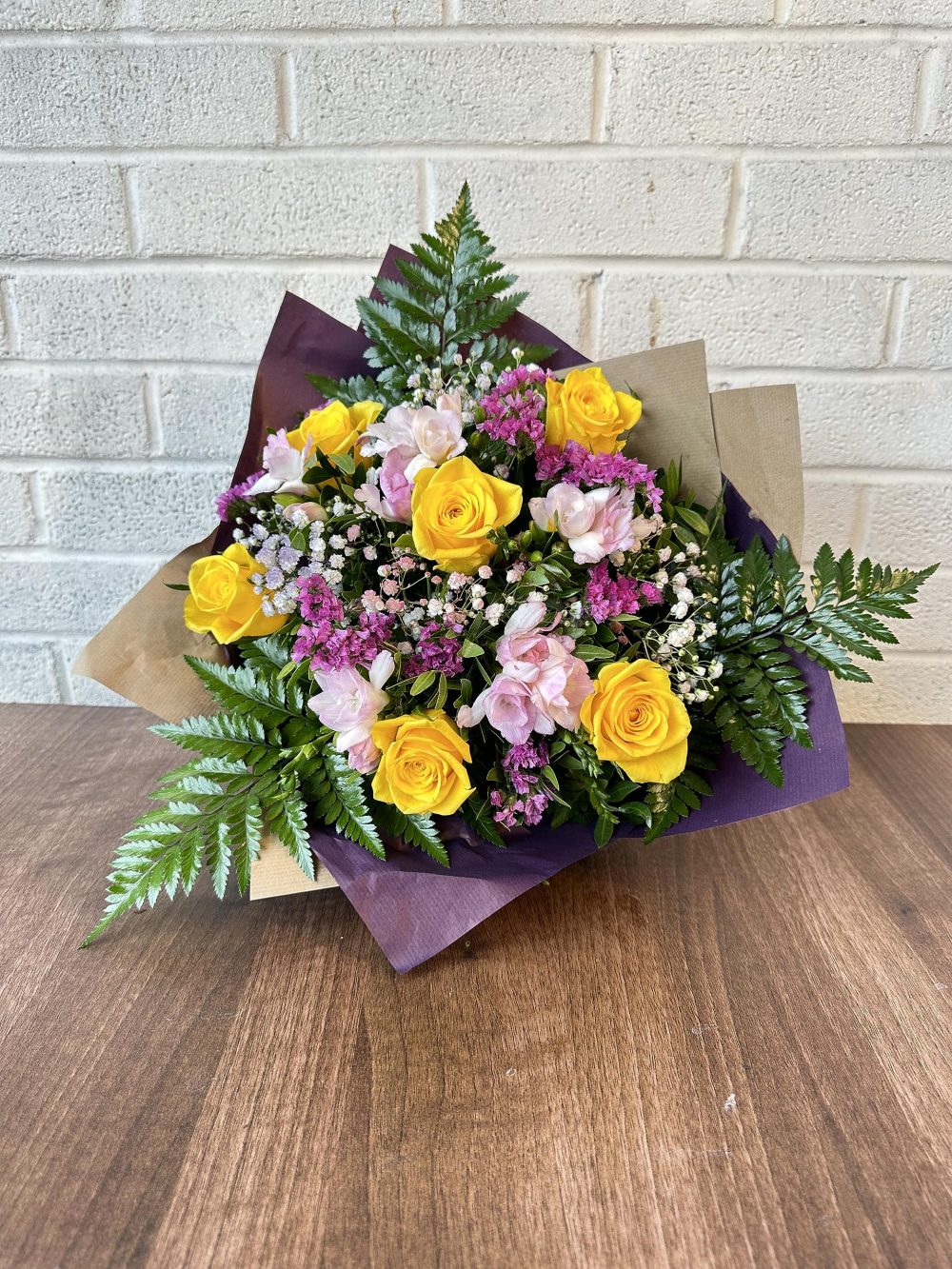 Astonishing Fresh Cut Flowers Bouquet Yellow Roses Pink Alstroemeria Elegant Mixed Blooms Delivered Tomorrow Thoughtful floral Birthday, Anniversary, Mother's Day Arrangement gift, Seasonal Delivery - Image 5